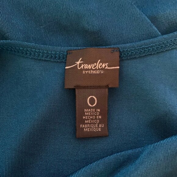 Chico's Travelers Blue Slinky Stretchy Blouse - Picture 5 of 6